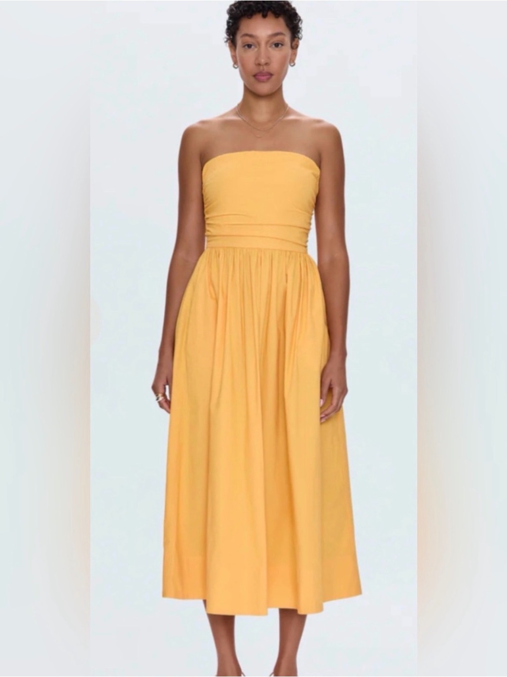 Pistola Florence Dress- RevolveStrapless Midi Dress in Mustard Yellow